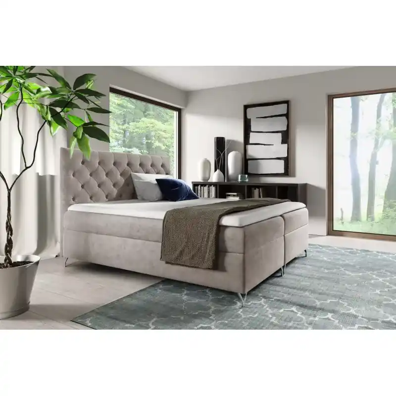 Boxspringová postel VENDELIN - 120x220, béžová + topper ZDARMA Expresní Doručení