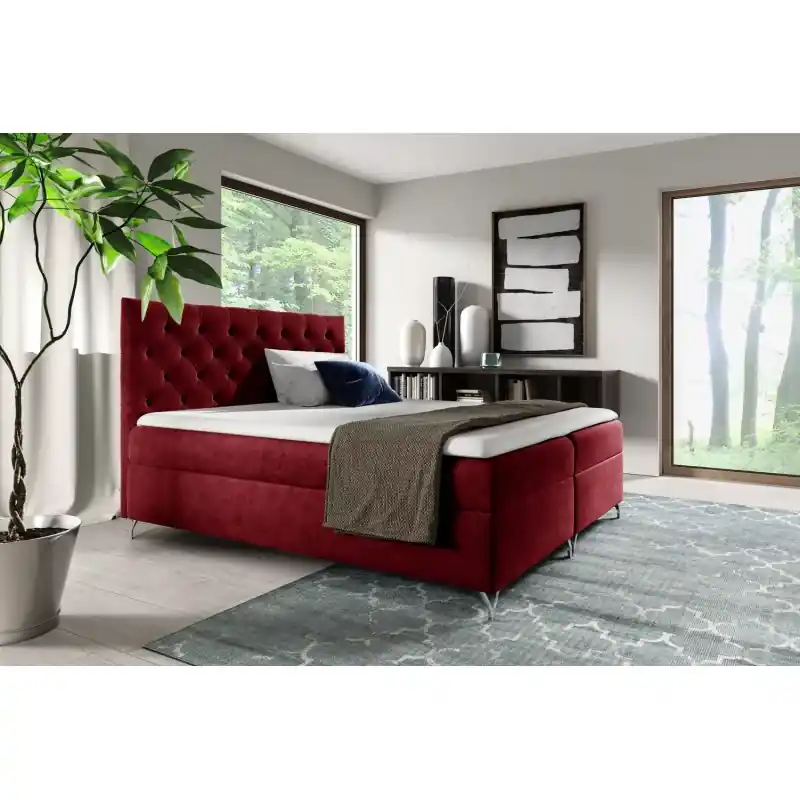 Boxspringová postel VENDELIN - 120x220, červená + topper ZDARMA Originální