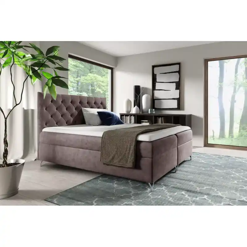 Boxspringová postel VENDELIN - 160x220, hnědá 2 + topper ZDARMA Nejprodávanější