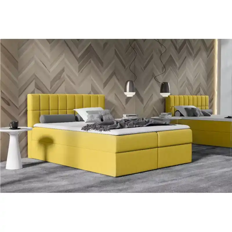 Jednolůžková čalouněná postel 120x220 KATE - žlutá + topper ZDARMA Ověřený