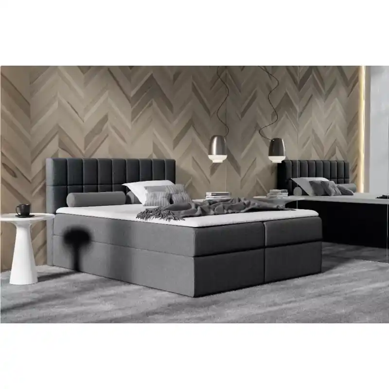 Horká Nabídka Jednolůžková čalouněná postel 120x220 KATE - černá + topper ZDARMA
