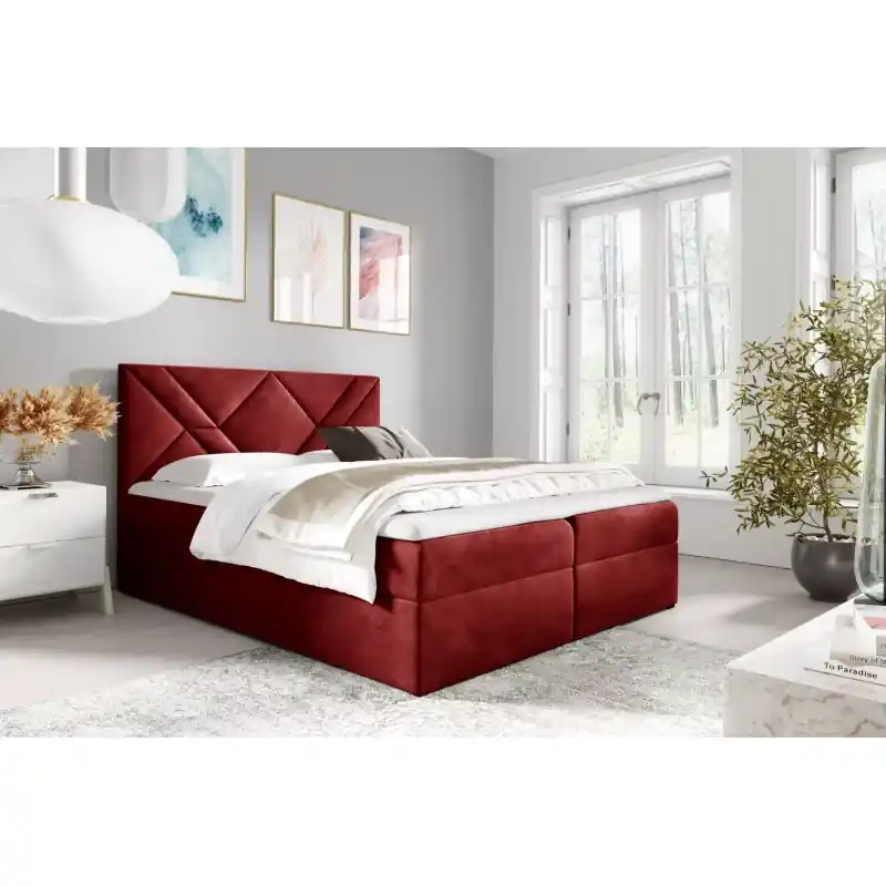 Boxspringová postel ASKOT - 140x220, červená + topper ZDARMA Nejprodávanější