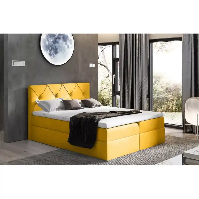 Must-Have Elegantní kontinentální postel 140x220 CARMEN - žlutá + topper ZDARMA