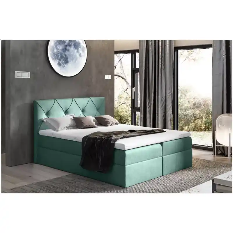 Elegantní kontinentální postel 140x220 CARMEN - zelená + topper ZDARMA Tovární Cena