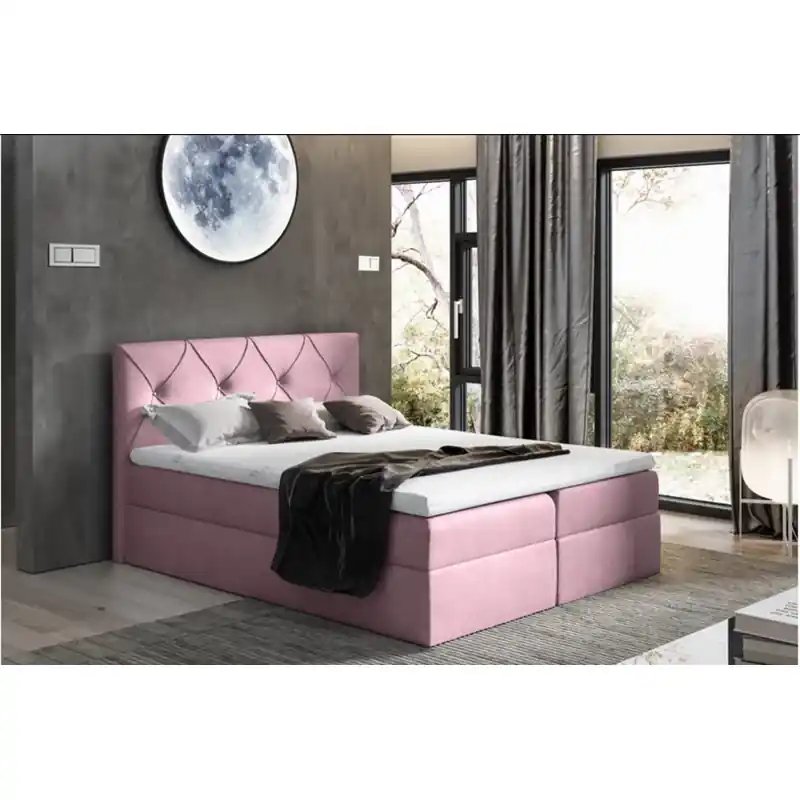 Elegantní kontinentální postel 140x220 CARMEN - růžová 1 + topper ZDARMA Časově Omezené