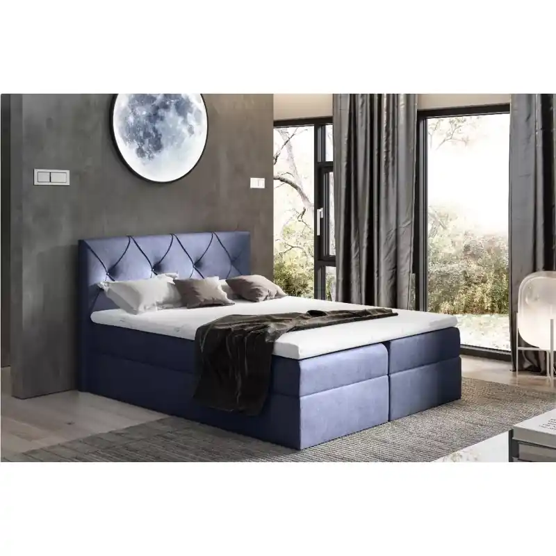 Top Prodej Elegantní kontinentální postel 140x220 CARMEN - modrá + topper ZDARMA