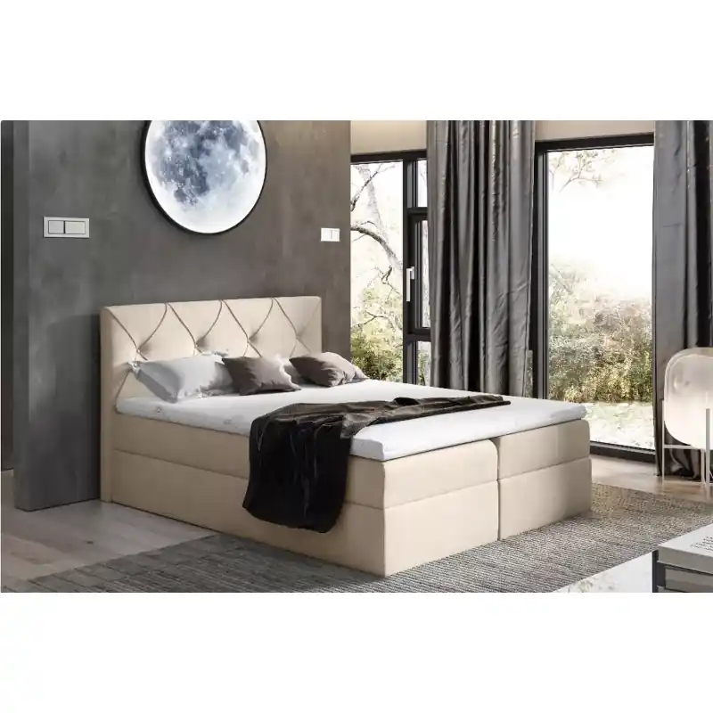 Výprodej Elegantní kontinentální postel 140x220 CARMEN - béžová + topper ZDARMA
