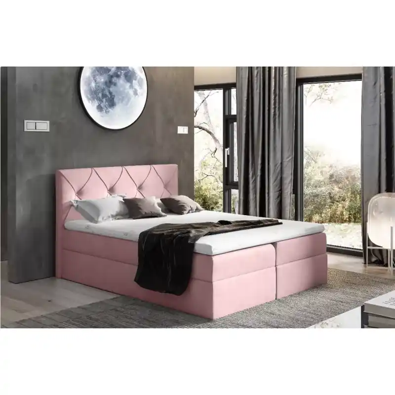 Elegantní kontinentální postel 140x220 CARMEN - růžová 2 + topper ZDARMA Cenově Výhodný