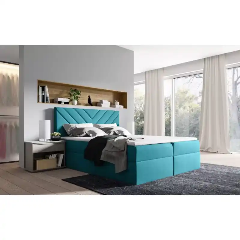 Autentický Kontinentální postel IVANA 6 - 140x220, modrá + topper ZDARMA