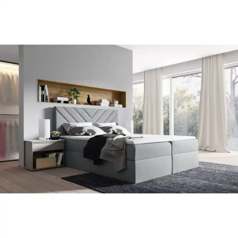 Kontinentální postel IVANA 6 - 140x220, šedá + topper ZDARMA Akční Nabídka