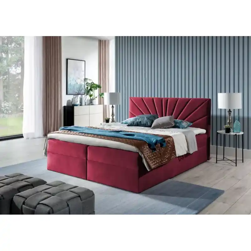 Speciální Cena Kontinentální postel 120x220 IVANA 4 - červená + topper ZDARMA