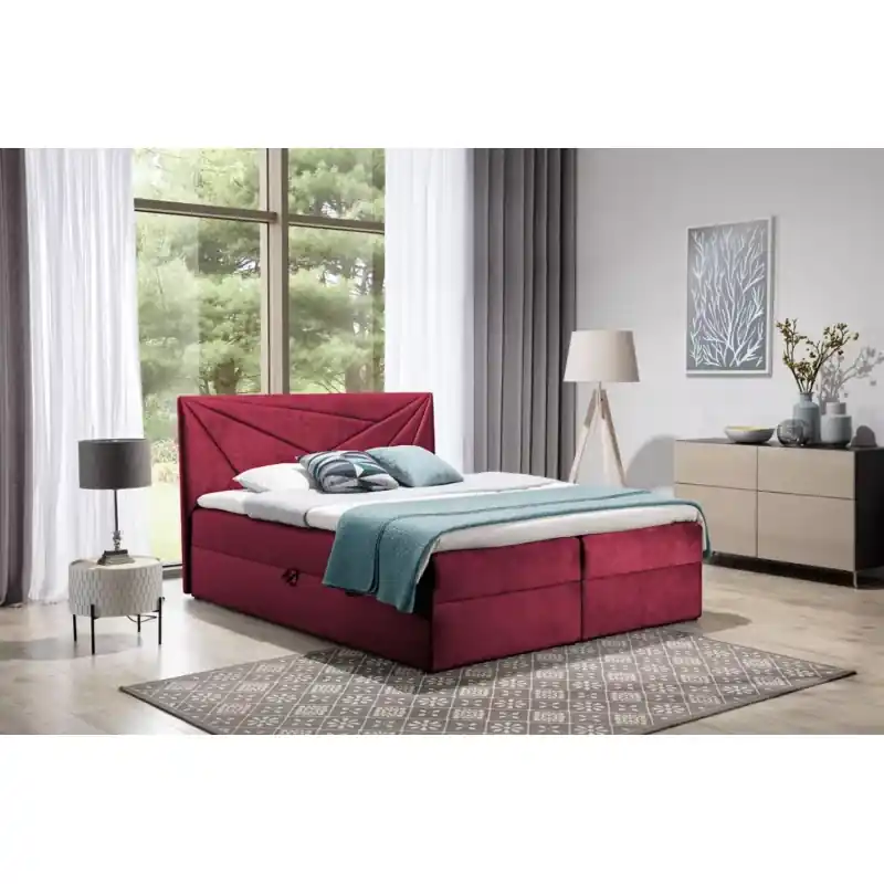 Horká Nabídka Boxspringová postel 140x220 IVANA 5 - červená + topper ZDARMA
