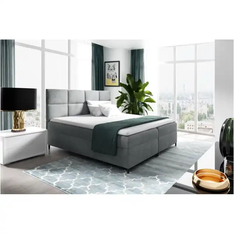 Postel boxspring s úložným prostorem BRIGITA - 160x220, šedá + topper ZDARMA Objednat Nyní