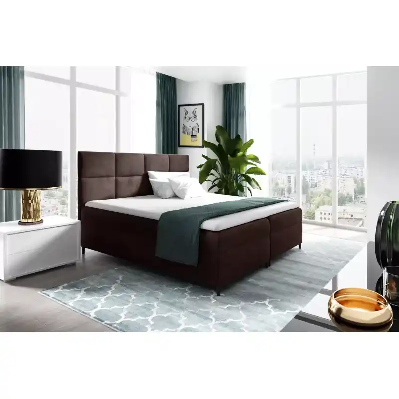 Poslední Šance Postel boxspring s úložným prostorem BRIGITA - 120x220, hnědá 1 + topper ZDARMA