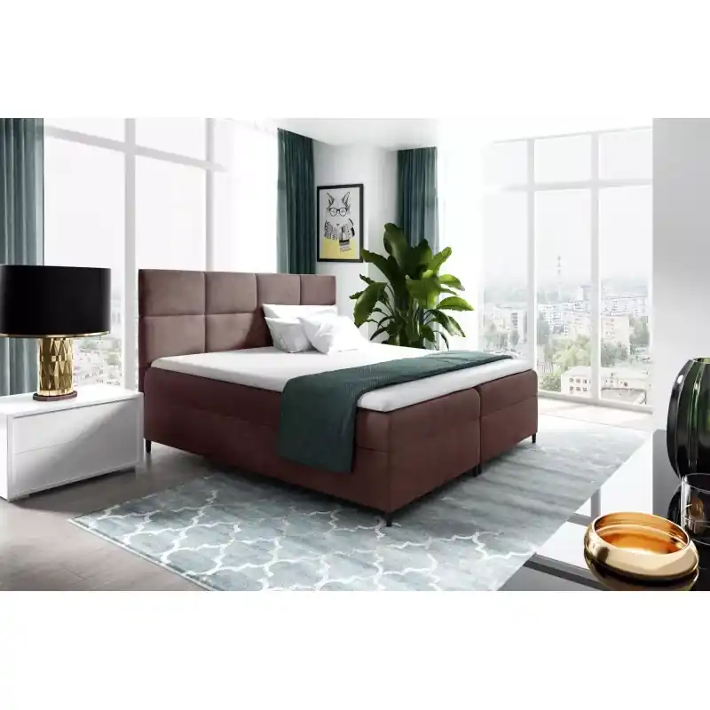 Postel boxspring s úložným prostorem BRIGITA - 120x220, hnědá 2 + topper ZDARMA Nejlepší Cena