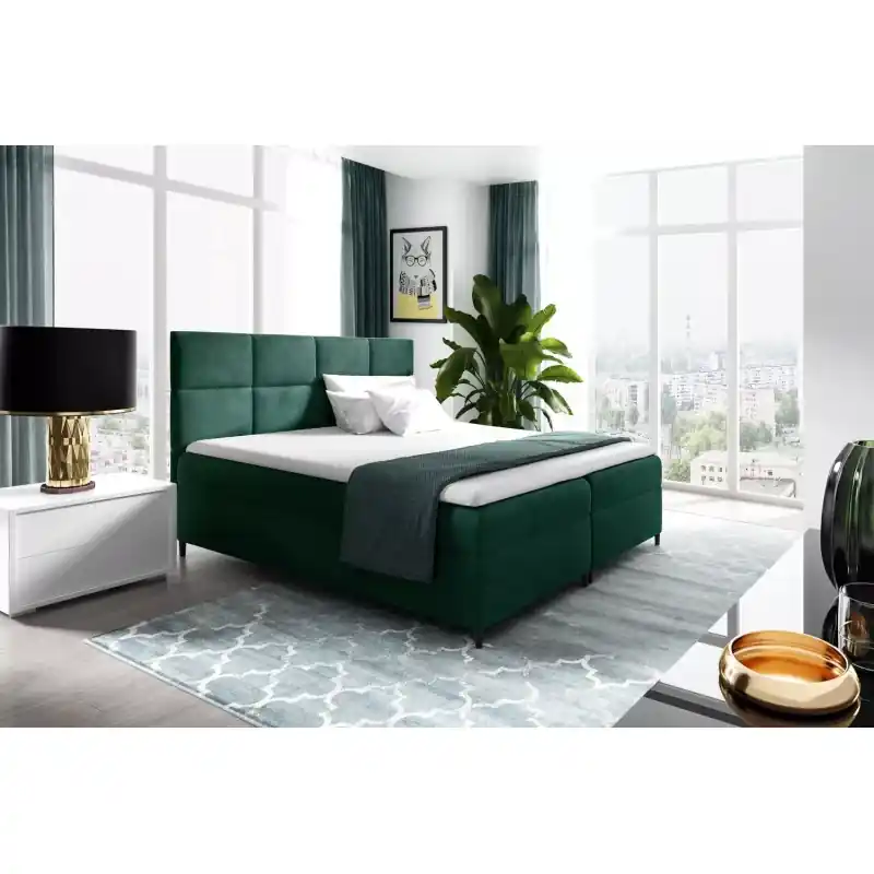 Super Cena Postel boxspring s úložným prostorem BRIGITA - 120x220, zelená + topper ZDARMA