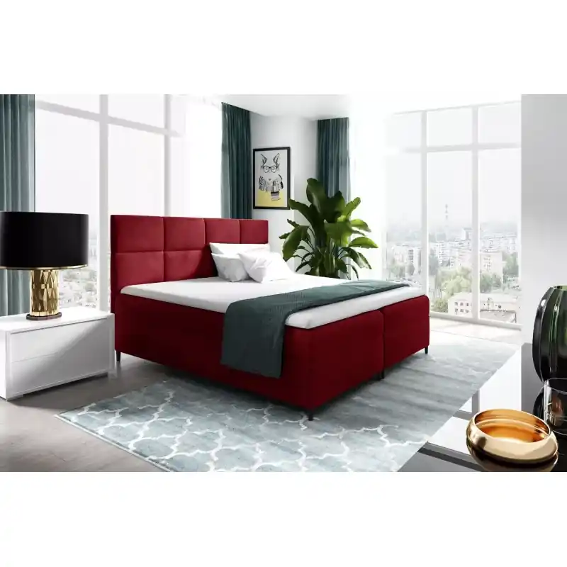 Postel boxspring s úložným prostorem BRIGITA - 160x220, červená + topper ZDARMA Vrácení Zdarma
