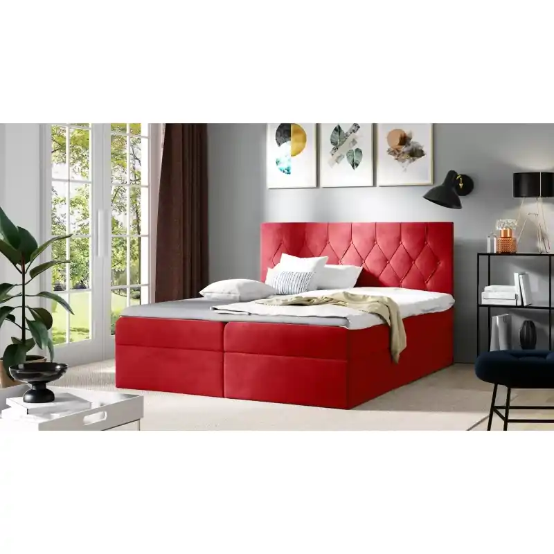 Postel boxspring TIBOR - 120x220, červená + topper ZDARMA Objednat Nyní