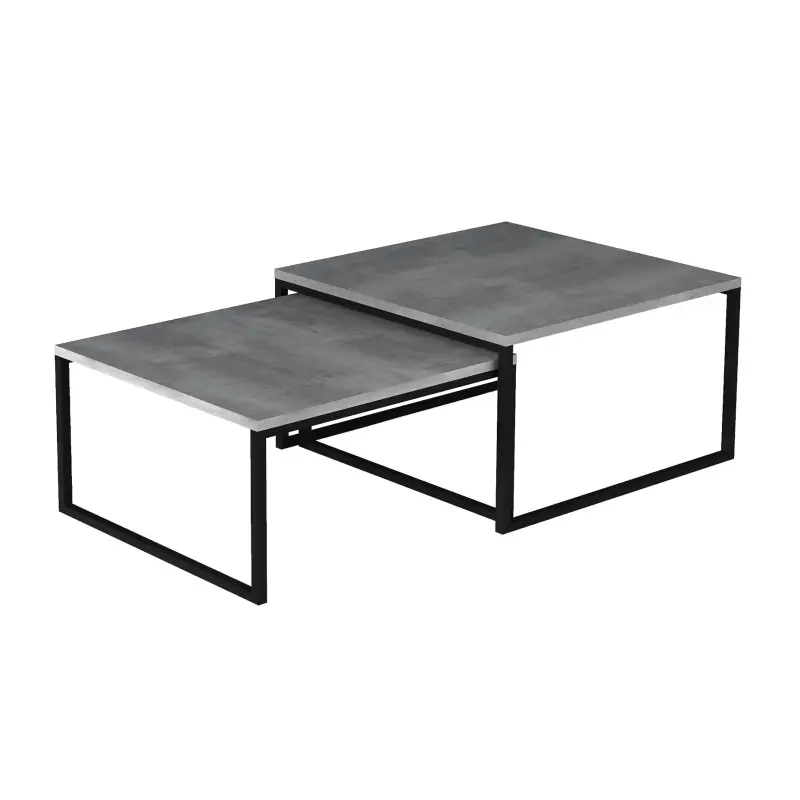Set konferenčních stolků LEORIC - beton / černý Oblíbený