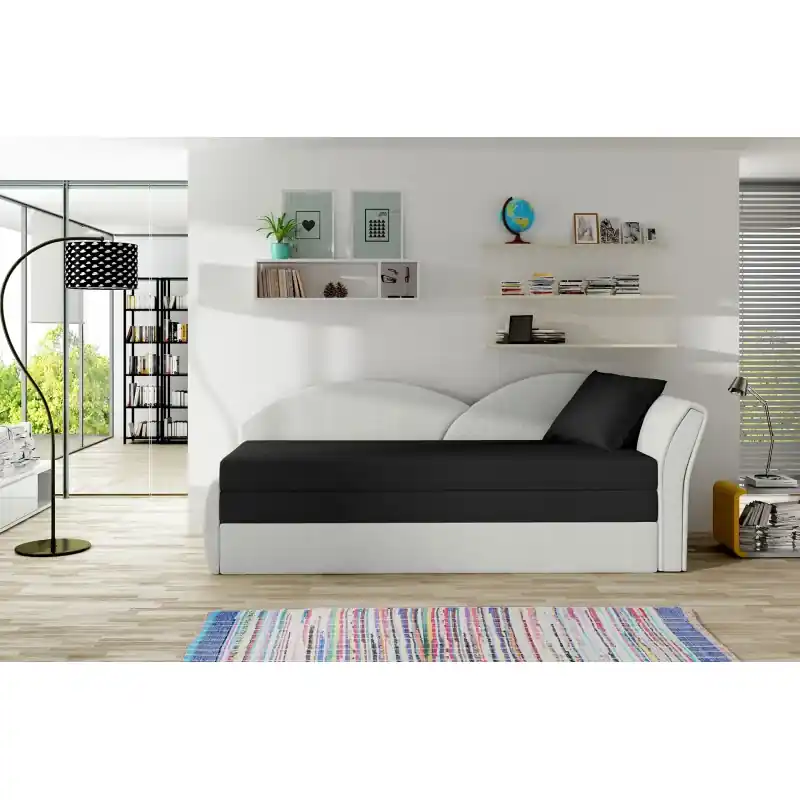 Koupit Online Rozkládací válenda s úložným prostorem 80x180 RESTARA - černá / bílá, pravá