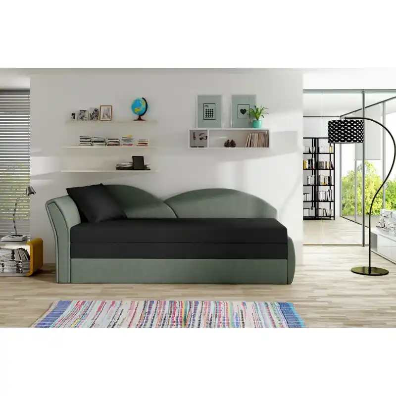 Doprava Zdarma Rozkládací válenda s úložným prostorem 80x180 RESTARA - černá / šedá, levá