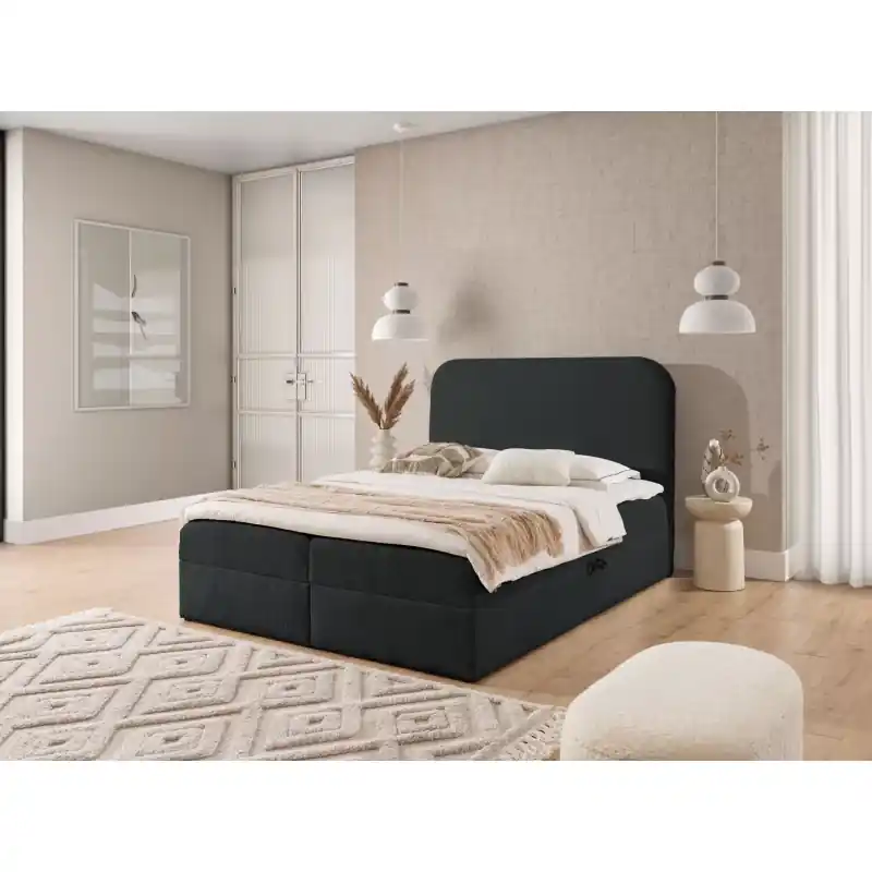 Doprava Zdarma Jednolůžková kontinentální postel 120x220 GADALUPA - černá + topper