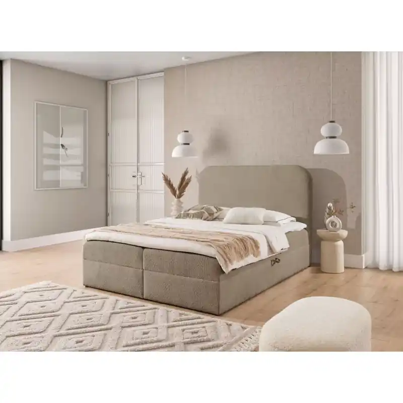 Speciální Cena Manželská kontinentální postel 140x220 GADALUPA - šedá + topper