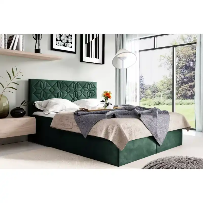 Nejlepší Cena Jednolůžková postel KVETA - 120x220, zelená + topper ZDARMA