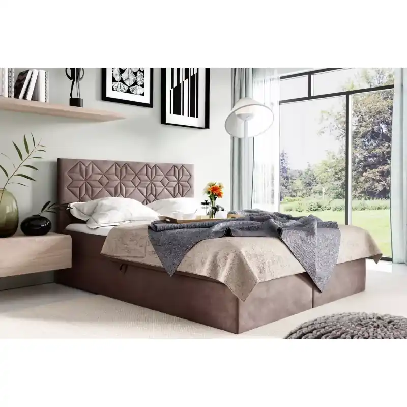 Jednolůžková postel KVETA - 120x220, hnědá 2 + topper ZDARMA Výprodej