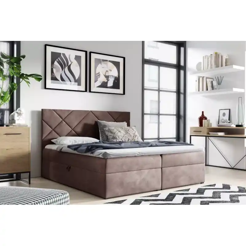 Čalouněné jednolůžko DINO - 120x220, hnědá 2 + topper ZDARMA Autentický