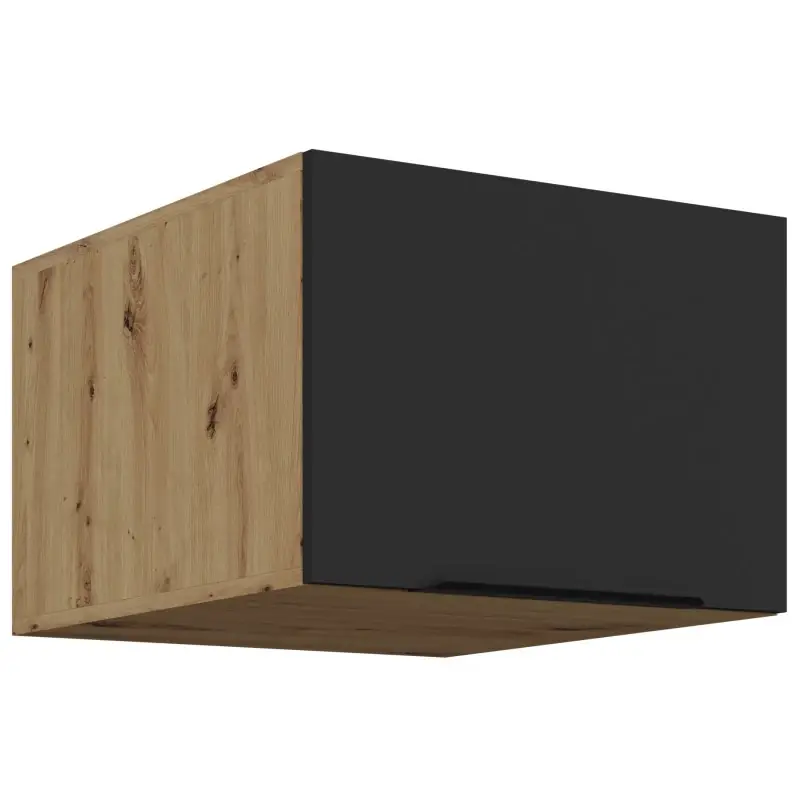 Horní skříňka s výklopnými dvířky LUNARA - šířka 50 cm, černá / dub artisan Must-Have