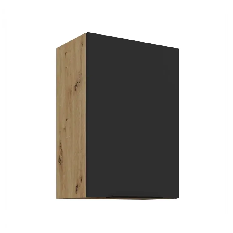 Levný Horní kuchyňská skříňka LUNARA - šířka 50 cm, černá / dub artisan