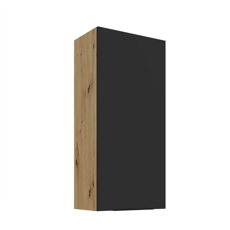 Nízká Cena Vysoká horní kuchyňská skříňka LUNARA - šířka 50 cm, černá / dub artisan