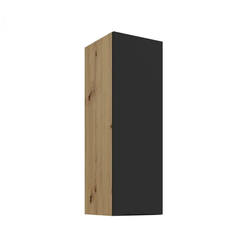 Sleva Vysoká horní skříňka LUNARA - šířka 30 cm, černá / dub artisan