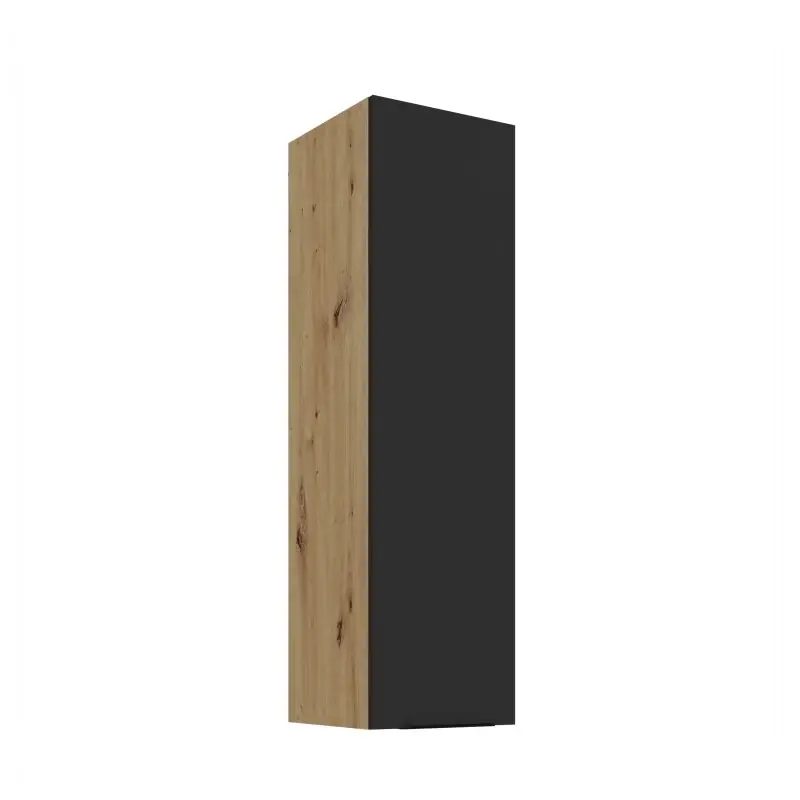 Vysoká horní kuchyňská skříňka LUNARA - šířka 30 cm, černá / dub artisan Ověřený