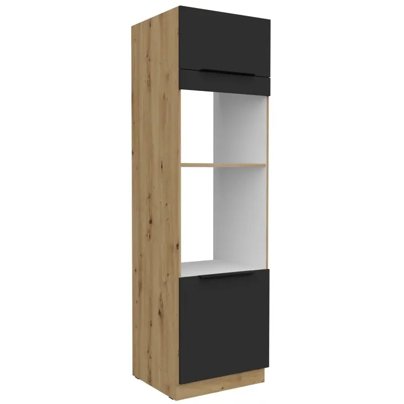 Skříň na vestavné spotřebiče LUNARA - šířka 60 cm, černá / dub artisan Ihned K Objednání
