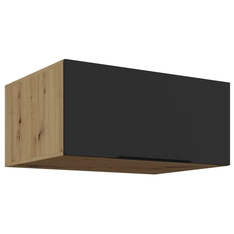 Nejprodávanější Hluboká digestořová skříňka LUNARA - šířka 80 cm, černá / dub artisan