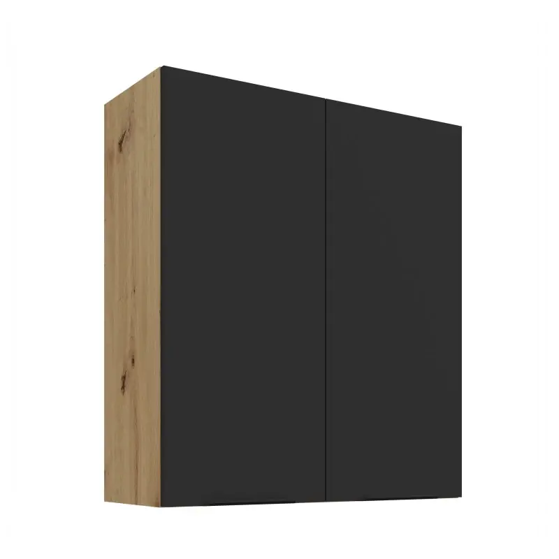 Vysoká horní skříňka LUNARA - šířka 80 cm, černá / dub artisan Omezená Nabídka
