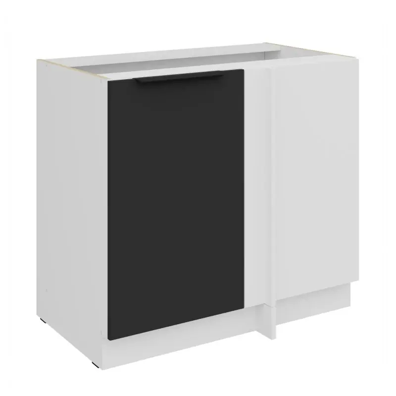 Prodloužená rohová skříňka LUNARA - šířka 90 cm, černá / bílá Nejlepší Cena
