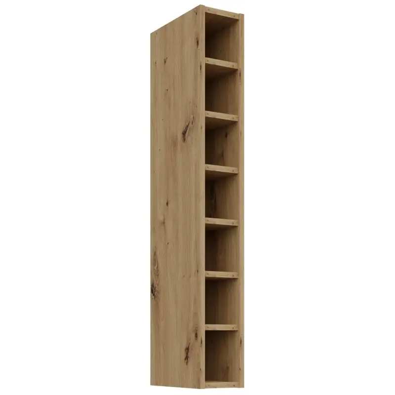 Nejprodávanější Vysoká horní otevřená skříňka LUNARA - šířka 15 cm, dub artisan