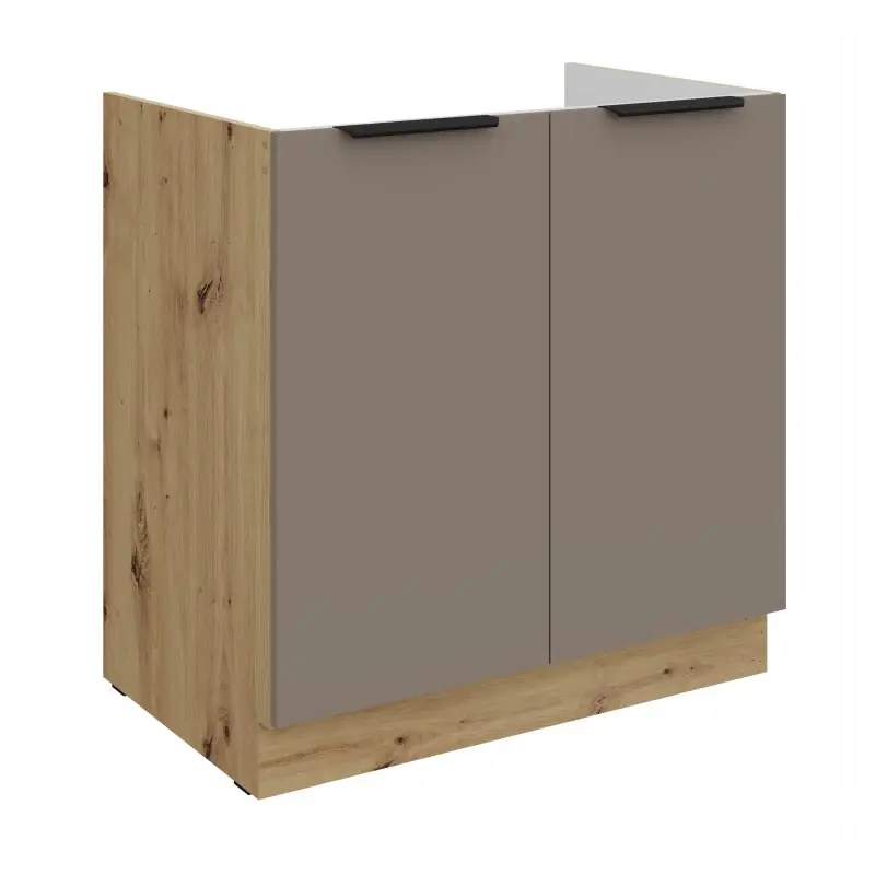 Vysoce Kvalitní Dřezová skříňka LUNARA - šířka 80 cm, tmavě béžová / dub artisan