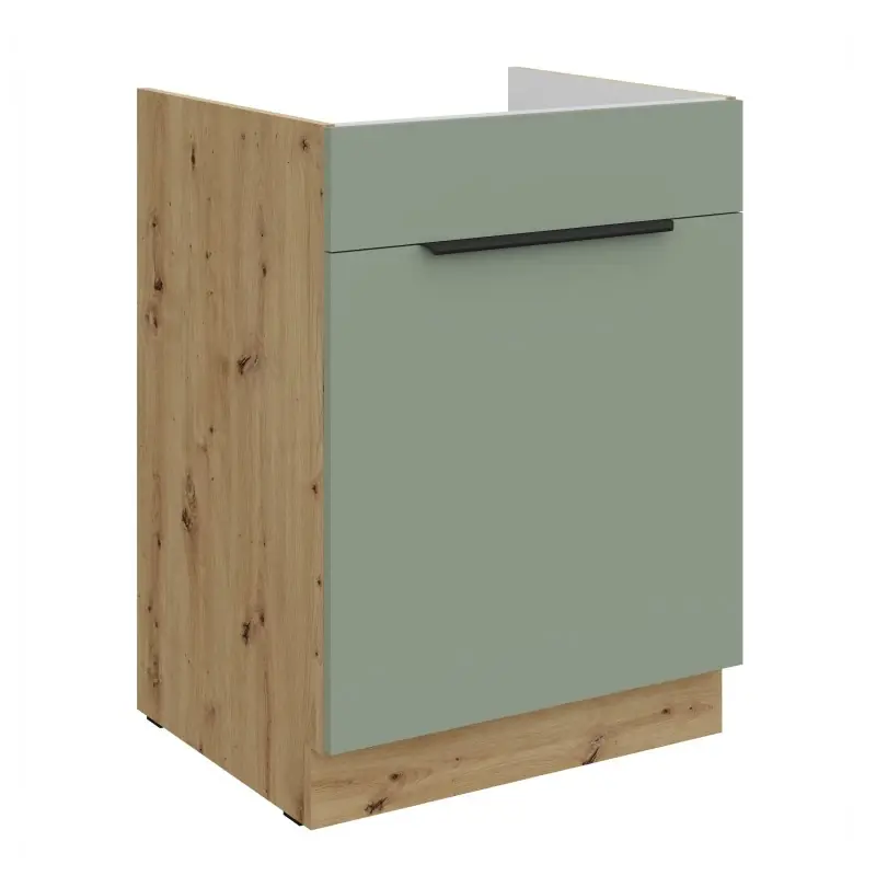 Dolní skříňka na dřez LUNARA - šířka 60 cm, zelená / dub artisan Koupit Online
