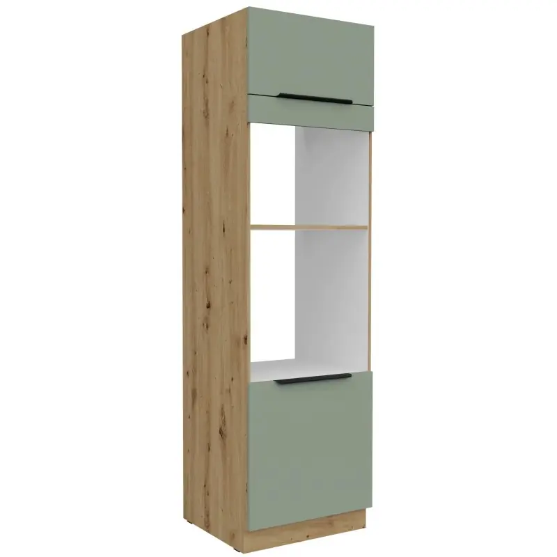 Autentický Skříň na vestavné spotřebiče LUNARA - šířka 60 cm, zelená / dub artisan
