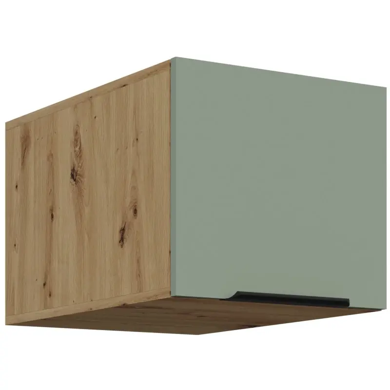 Časově Omezené Horní skříňka s výklopnými dvířky LUNARA - šířka 40 cm, zelená / dub artisan