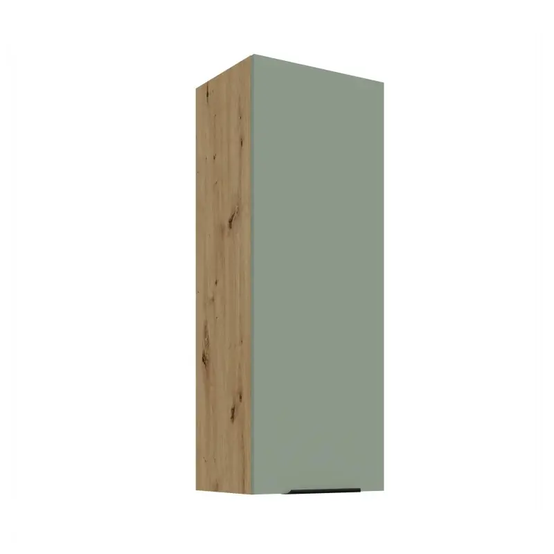 Vysoká horní kuchyňská skříňka LUNARA - šířka 40 cm, zelená / dub artisan Ověřený
