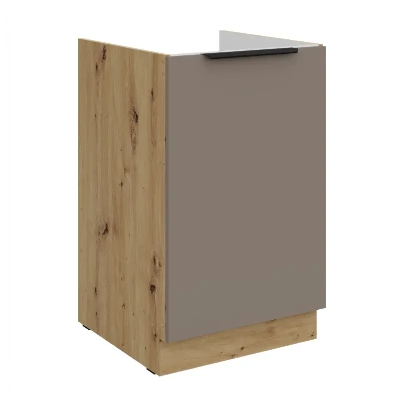 Doprava Zdarma Dolní dřezová skříňka LUNARA - šířka 50 cm, tmavě béžová / dub artisan