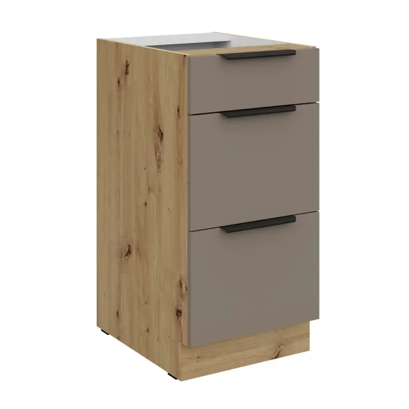 Kuchyňská skříňka se šuplíky LUNARA - šířka 40 cm, tmavě béžová / dub artisan Nejlepší Volba