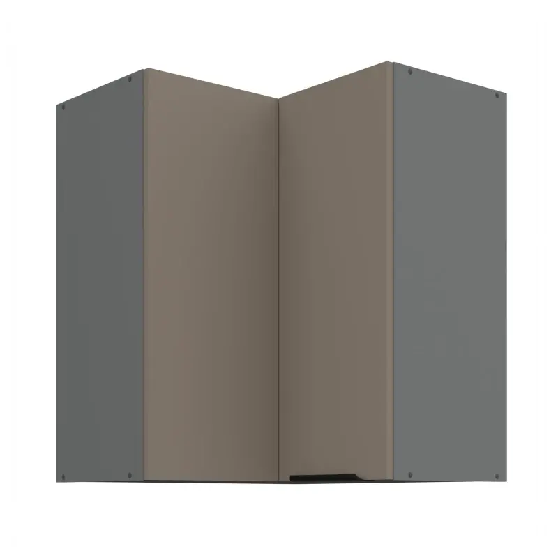 Značkový Horní rohová skříňka LUNARA 2 - 60x60 cm, tmavě béžová / antracit