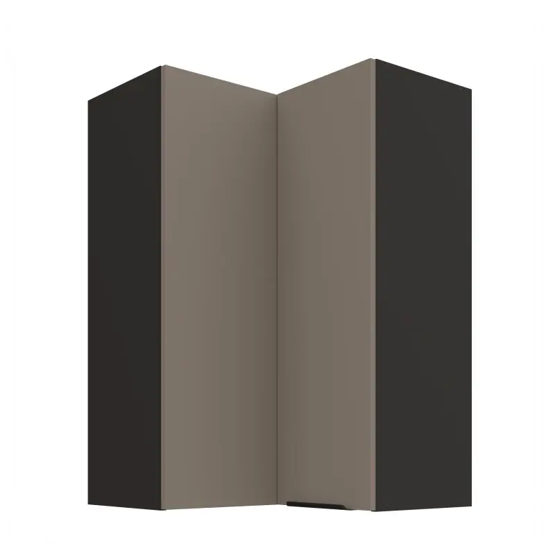 Vysoká rohová skříňka LUNARA 2 - 60x60 cm, tmavě béžová / černá Must-Have