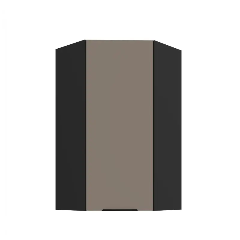 Objednat Nyní Vysoká horní rohová skříňka LUNARA 1 - 60x60 cm, tmavě béžová / černá
